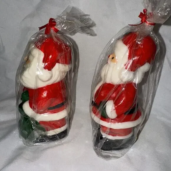 Vintage Kmart Santa Claus Christmas Holiday Unscented 5 1/2" Candles Set of 2 - Picture 2 of 7